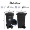 PLASTIC PRINCE 65 Gallon Step-On Rollout Trash Can with Lid, Commercial Heavy-Duty Container with Wheels, Gray4