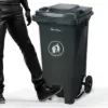PLASTIC PRINCE 32 Gallon Step-On Large Outdoor Trash Can with Lid and Wheels - Outside Plastic Rolling Garbage Can - Rollout Commercial Heavy-Duty Container Barrel, Gray1