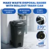 PLASTIC PRINCE 32 Gallon Step-On Large Outdoor Trash Can with Lid and Wheels - Outside Plastic Rolling Garbage Can - Rollout Commercial Heavy-Duty Container Barrel, Gray6