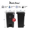 PLASTIC PRINCE 27 Gallon Step-On Trash Can/Container, Black Plastic Dustbin with Lid and Foot Pedal, Hands-Free Disposal2