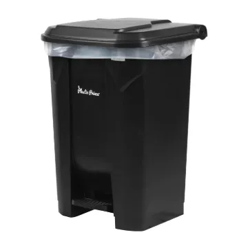 PLASTIC PRINCE 22 Gallon Step-On Trash Can/Container, Black Plastic Dustbin with Lid and Foot Pedal, Hands-Free Disposal1
