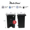 PLASTIC PRINCE 14 Gallon Step-On Trash Can/Container, Black Plastic Dustbin with Lid and Foot Pedal, Hands-Free Disposal2