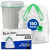 PLASTIC PRINCE 30 Gallon Trash Bags Drawstring White Garbage Bags 30 gallon 30" x 33" Trash Can Liners 1 Mil, Pack of 1501