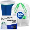 PLASTIC PRINCE Trash Drawstring Garbage Bags - 200 Count (White) 0.8 Mil, 13 Gallon1