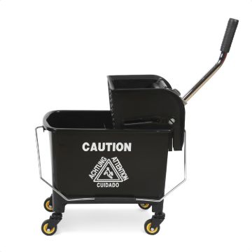 PLASTIC PRINCE Mop Bucket with Wringer on Wheels, Small Dual Chamber Industrial Mop Bucket Separate Dirty Water, Perfect for Business Household, 20 Quart Black1