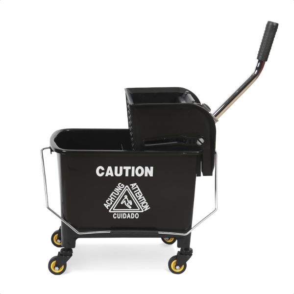 PLASTIC PRINCE Mop Bucket with Wringer on Wheels, Small Dual Chamber Industrial Mop Bucket Separate Dirty Water, Perfect for Business Household, 20 Quart Black1