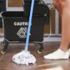 PLASTIC PRINCE Mop Bucket with Wringer on Wheels, Small Dual Chamber Industrial Mop Bucket Separate Dirty Water, Perfect for Business Household, 20 Quart Black8