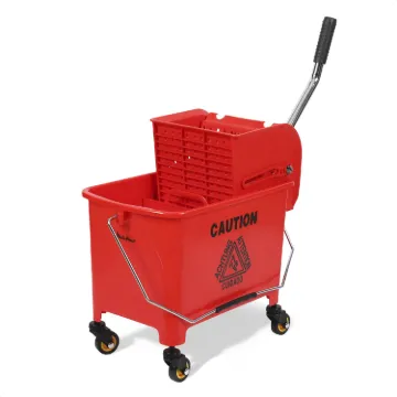 PLASTIC PRINCE Mop Bucket with Wringer on Wheels, Small Dual Chamber Industrial Mop Bucket Separate Dirty Water, Perfect for Business Household, 20 Quart Red1