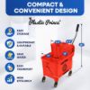 PLASTIC PRINCE Mop Bucket with Wringer on Wheels, Small Dual Chamber Industrial Mop Bucket Separate Dirty Water, Perfect for Business Household, 20 Quart Red3