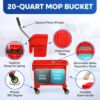 PLASTIC PRINCE Mop Bucket with Wringer on Wheels, Small Dual Chamber Industrial Mop Bucket Separate Dirty Water, Perfect for Business Household, 20 Quart Red4