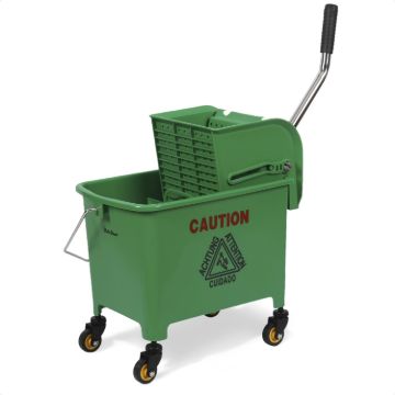 PLASTIC PRINCE Mop Bucket with Wringer on Wheels, Small Dual Chamber Industrial Mop Bucket Separate Dirty Water, Perfect for Business Household, 20 Quart Green1