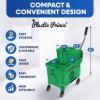 PLASTIC PRINCE Mop Bucket with Wringer on Wheels, Small Dual Chamber Industrial Mop Bucket Separate Dirty Water, Perfect for Business Household, 20 Quart Green3