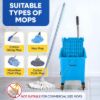 PLASTIC PRINCE Mop Bucket with Wringer on Wheels, Small Dual Chamber Industrial Mop Bucket Separate Dirty Water, Perfect for Business Household, 20 Quart Blue2