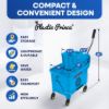 PLASTIC PRINCE Mop Bucket with Wringer on Wheels, Small Dual Chamber Industrial Mop Bucket Separate Dirty Water, Perfect for Business Household, 20 Quart Blue3