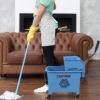 PLASTIC PRINCE Mop Bucket with Wringer on Wheels, Small Dual Chamber Industrial Mop Bucket Separate Dirty Water, Perfect for Business Household, 20 Quart Blue7