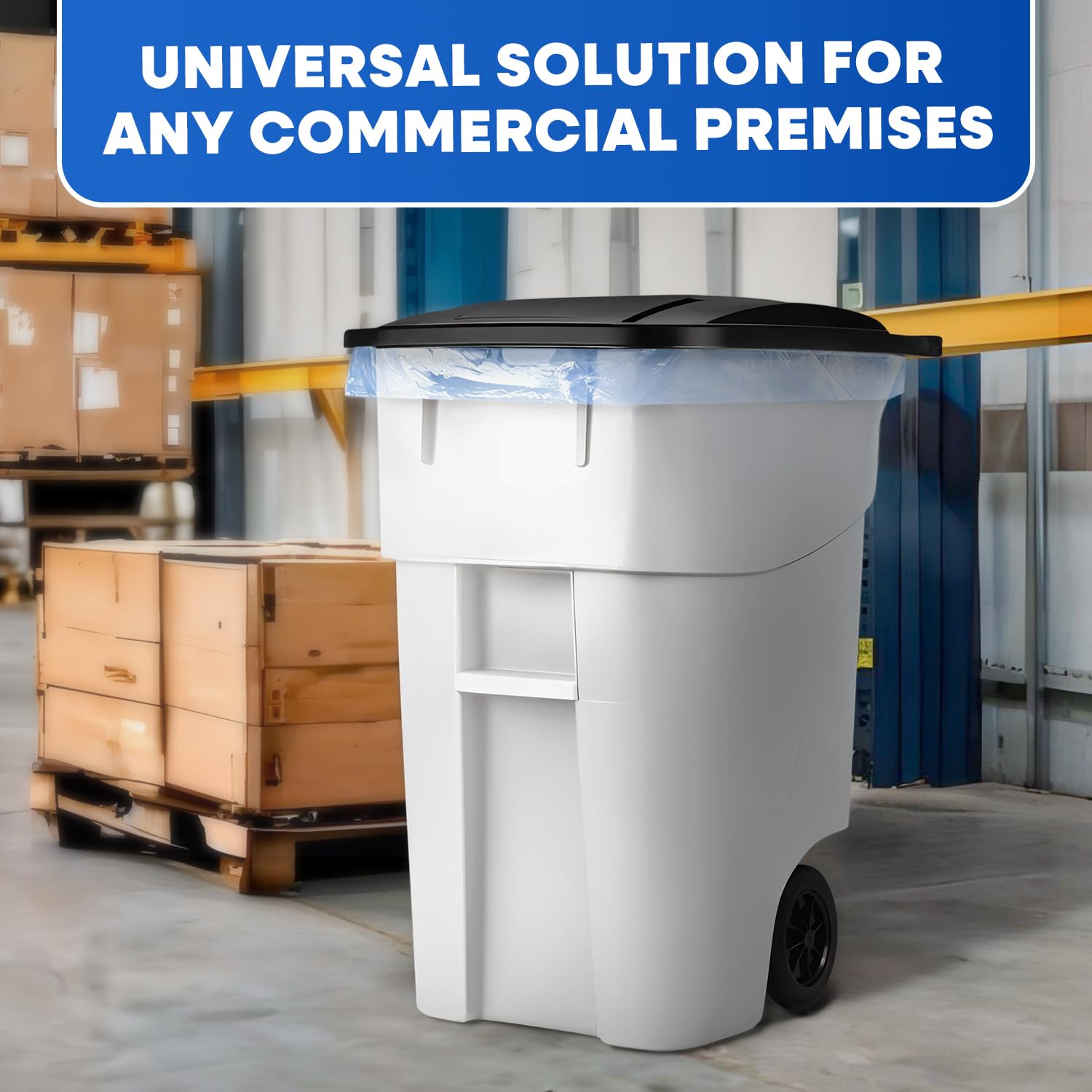 50-Gallon Rollout Container, White | Plastic Express Inc.
