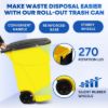 PLASTIC PRINCE 50 Gallon Trash Can, Yellow Outdoor Garbage Can, Large Outside Trash Bin, Rolling Commercial Container Outdoor Trash Can with Lid and Wheels for Back of House, Office, Warehouse, Garage2