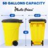 PLASTIC PRINCE 50 Gallon Trash Can, Yellow Outdoor Garbage Can, Large Outside Trash Bin, Rolling Commercial Container Outdoor Trash Can with Lid and Wheels for Back of House, Office, Warehouse, Garage6