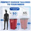 PLASTIC PRINCE 50 Gallon Wheeled Outdoor Garbage Can with Lid, Red, Large Rolling Trash Bin for Home, Office, Garage8