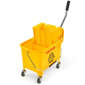 PLASTIC PRINCE Commercial Mop Bucket with Wringer on Wheels, Heavy Duty Dual Chamber Industrial Mop Bucket Separate Dirty Water, Perfect for Business Household, Small 20 Quart Yellow1
