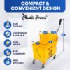PLASTIC PRINCE Commercial Mop Bucket with Wringer on Wheels, Heavy Duty Dual Chamber Industrial Mop Bucket Separate Dirty Water, Perfect for Business Household, Small 20 Quart Yellow6
