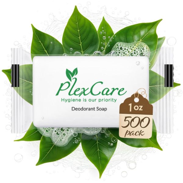 PLEXCARE (500 Pack) Pleasant Scent 1 oz Bar Soap, Hotel Travel Size, Individually Wrapped, Bulk Amenities and Toiletries for Hospitality1