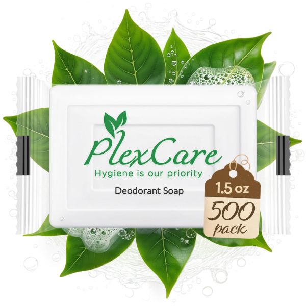 PLEXCARE (500 Pack) Pleasant Scent 1.5 oz Bar Soap, Hotel Travel Size, Individually Wrapped, Bulk Amenities and Toiletries for Hospitality1