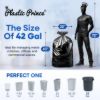 Plastic Prince 32'' x 45'' 42 Gallon 3Mil Black Contractor Bags with Flap Ties, 20/Case7