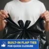 Plastic Prince 43'' x 49'' 65 Gallon 2Mil Black Trash Bags with Flap Ties, 20/Box, 120/Case4