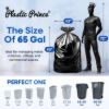Plastic Prince 43'' x 49'' 65 Gallon 2Mil Black Trash Bags with Flap Ties, 20/Box, 120/Case7