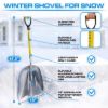 Plexon Metal Scoop Shovel 15" Blade - Aluminium Steel Snow Shovel for Driveway - Heavy Duty Snow Shovel for Car - Fiberglass Handle & Plastic D-Grip - Outdoor Garden Yard, 48" Length2