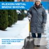 Plexon Metal Scoop Shovel 15" Blade - Aluminium Steel Snow Shovel for Driveway - Heavy Duty Snow Shovel for Car - Fiberglass Handle & Plastic D-Grip - Outdoor Garden Yard, 48" Length6