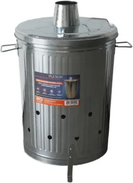 Plexon Metal Compost Bin Outdoor Burn Bin - Galvanized Trash Can with Lid Chimney and Vent Holes - Trash Burning Container Composter Incinerator for Garbage, 20 Gallon (Chimney Lid and Vent Holes)1