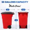 PLASTIC PRINCE 50 Gallon Wheeled Outdoor Garbage Can with Lid, Red, Large Rolling Trash Bin for Home, Office, Garage2