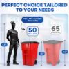 PLASTIC PRINCE 50 Gallon Wheeled Outdoor Garbage Can with Lid, Red, Large Rolling Trash Bin for Home, Office, Garage5