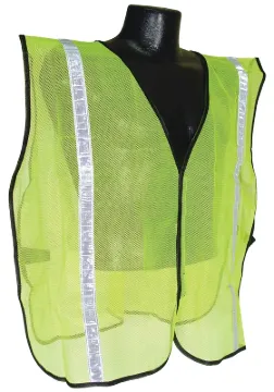 Radians SVG1 Non-Rated Safety Vest, 2X-5X, Polyester, Green/Silver, Hook-and-Loop