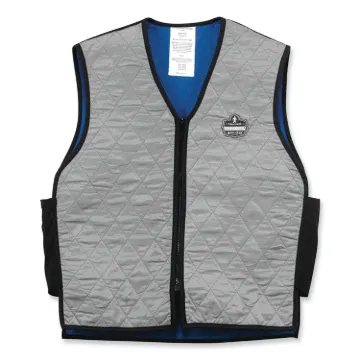 Chill-Its 6665 Embedded Polymer Cooling Vest with Zipper, Nylon/Polymer, 3X-Large, Gray, Ships in 1-
